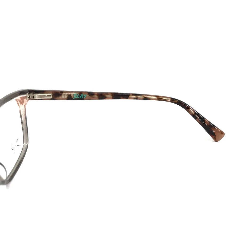 Slay Eyeglasses Frames SL002 GRY Gray Tortoise Cat Eye Full Rim 52-16-135